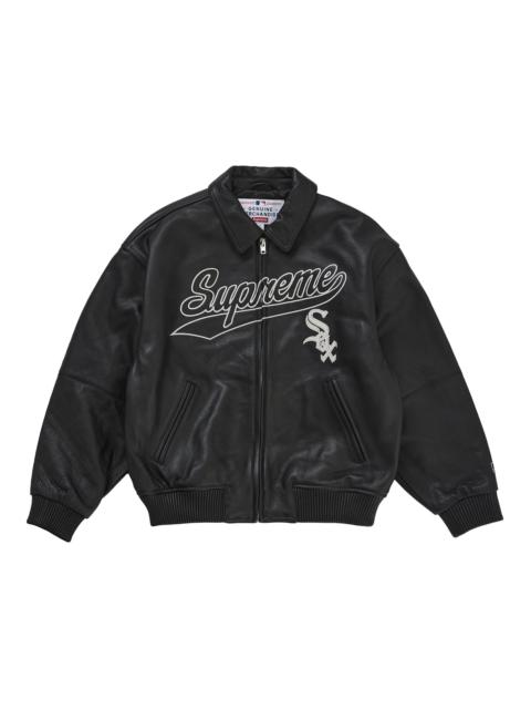 Supreme Chicago White Sox Leather Varsity Jacket Black