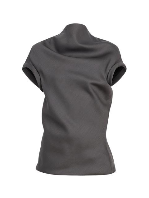 Tandie Draped Wool-Silk Cady Top navy