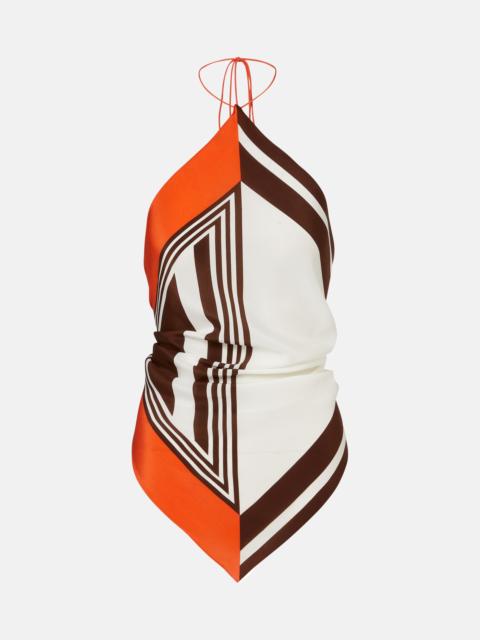 Destino striped halterneck silk top