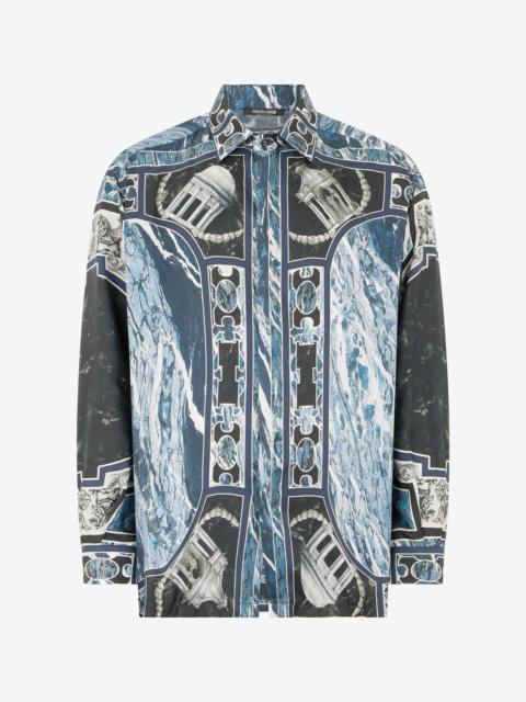 Shirt With Marble Print And Embellishments