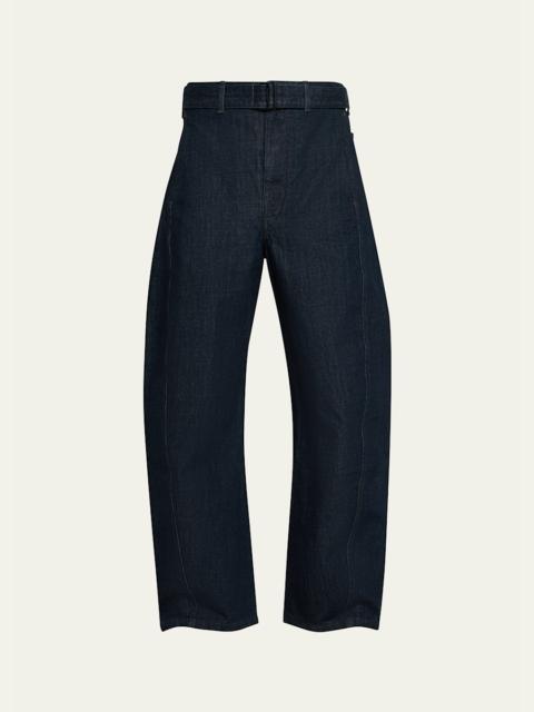 Men's Denim Twisted Belted Pants