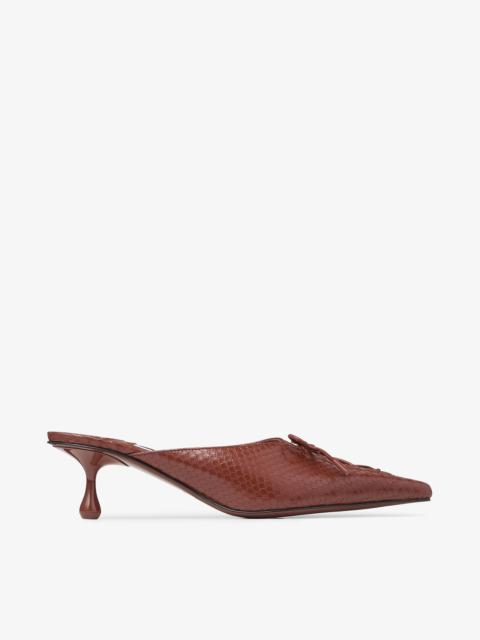 Scarlett Mule 50
Cognac Elaphe Printed Leather Mules