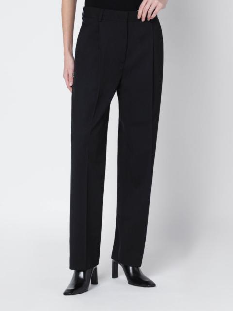 Black wool-blend trousers
