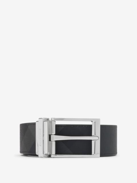 Reversible Charcoal Check and Leather Belt