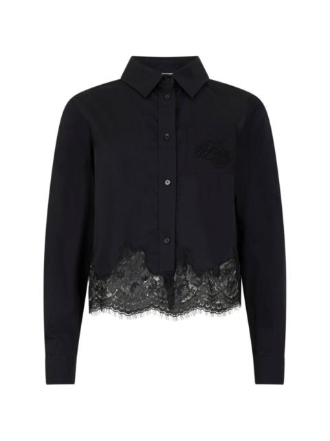 embroidered lace cropped shirt