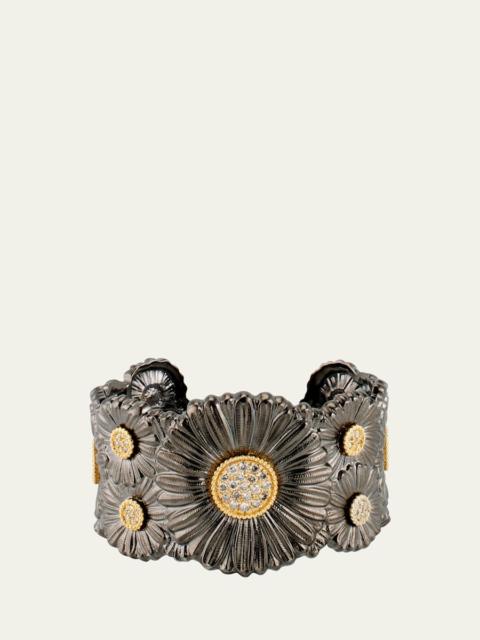 Silver and 18K Gold Daisy Blossoms Bracelet with Diamonds