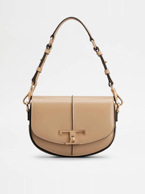T TIMELESS SHOULDER BAG IN LEATHER MINI - BEIGE