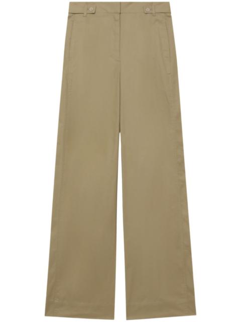 belted waist tabs straight-leg trousers