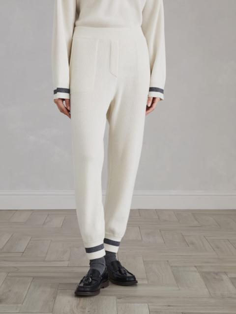 Cashmere English rib knit trousers