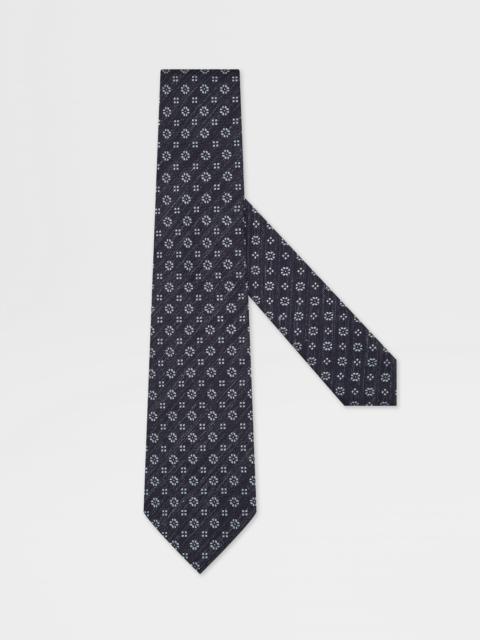 NAVY BLUE SILK AND LINEN TIE