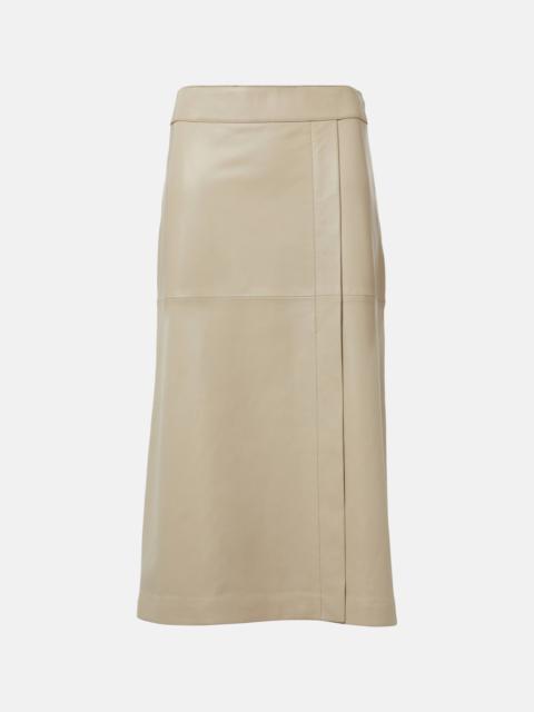 Leather midi skirt