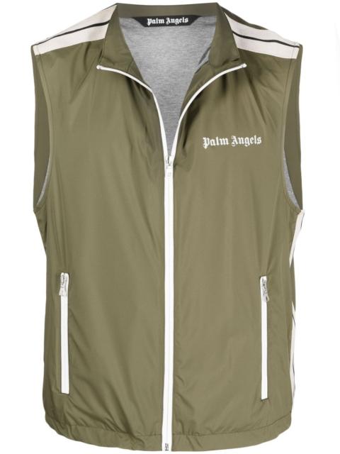 stripe-trim gilet jacket