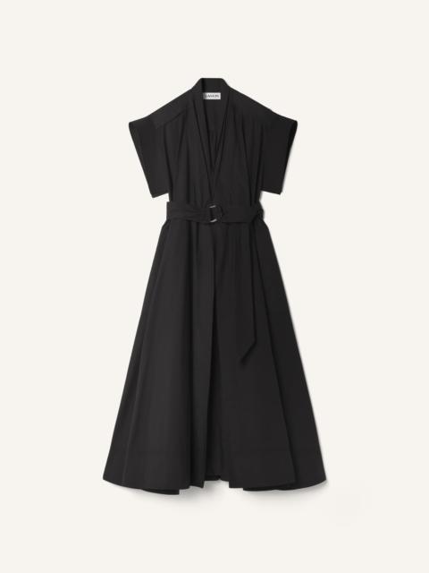BLACK FLARED DRESS IN COTTON POPLIN