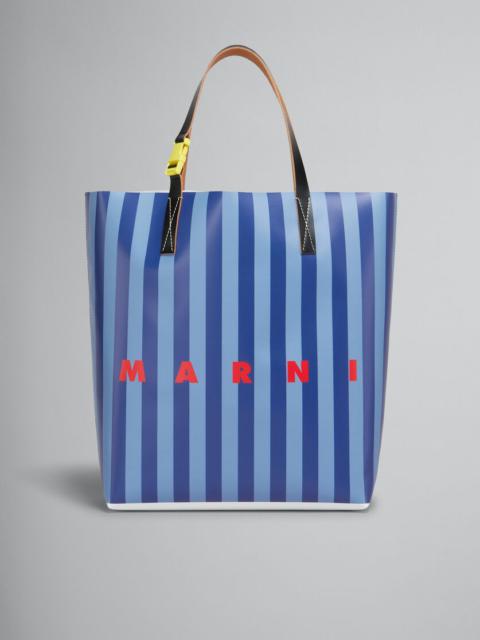 BLUE STRIPED TRIBECA SHOPPING BAG WITH MARNI LOGO