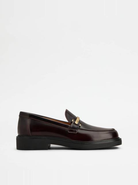 LOAFERS IN LEATHER - BURGUNDY