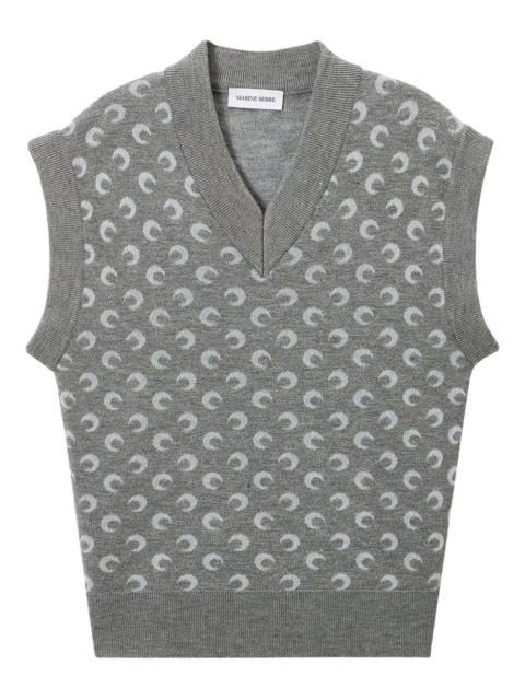 moon-jacquard V-neck vest