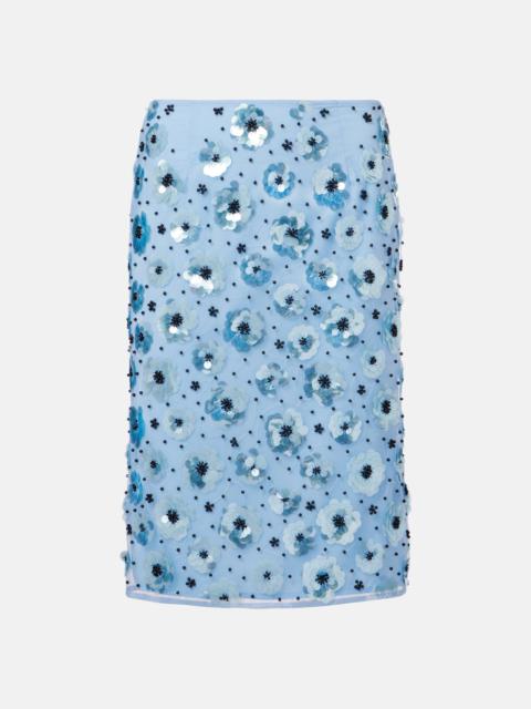 Floral embellished high-rise miniskirt