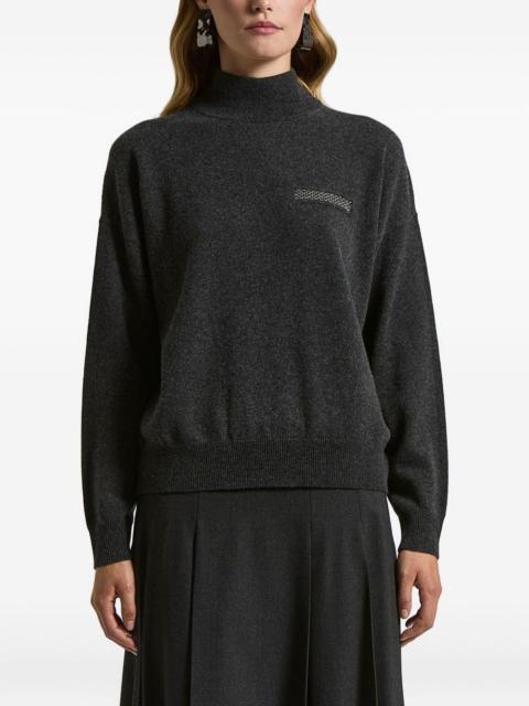high-neck embellished sweater
