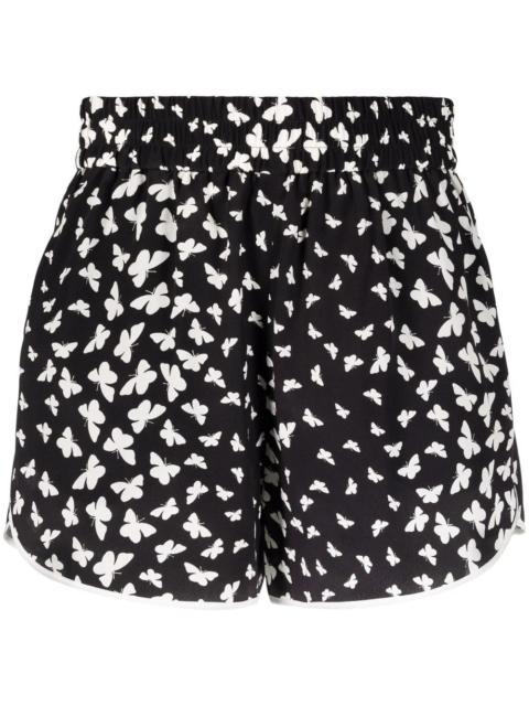 butterfly-print silk shorts