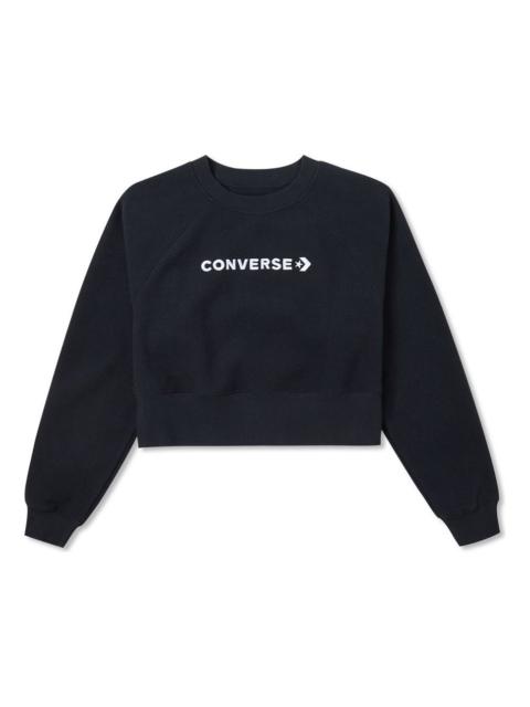 (WMNS) Converse Wordmark Fleece Crew Top 'Black' 10024731-A01