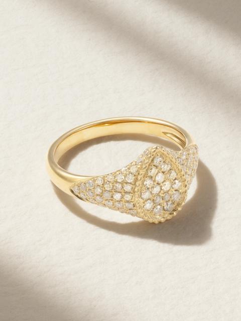 9-karat Gold Diamond Signet Ring