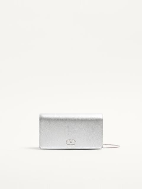 VLOGO SIGNATURE MINI SHOULDER BAG IN LAMINATED GRAINY CALFSKIN