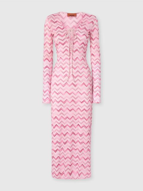 Viscose-blend tulle cover-up dress with slub zigzag