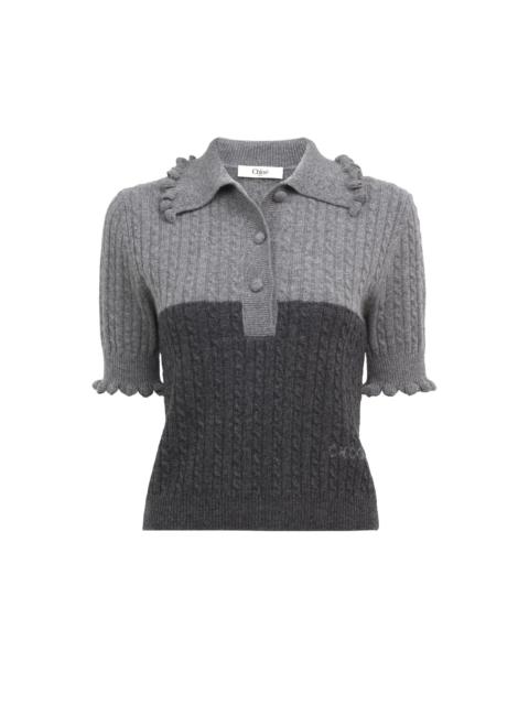 SHORT-SLEEVE POLO SWEATER IN A WOOL & CASHMERE KNIT