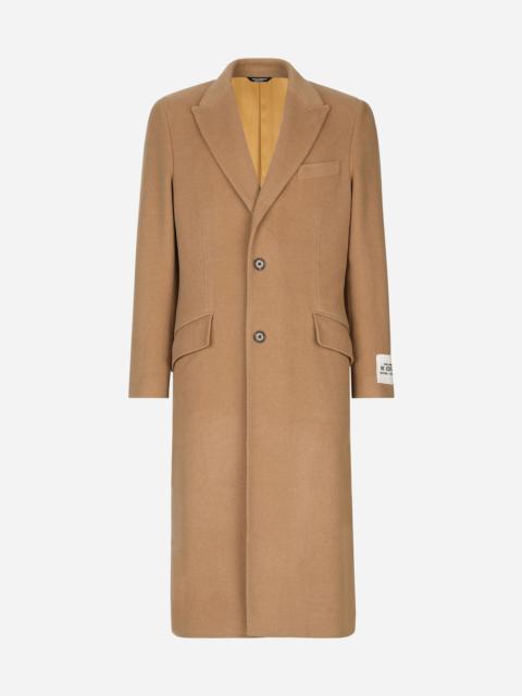 Single-breasted camel wool coat
