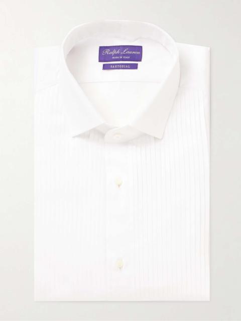 Double-Cuff Bib-Front Cotton-Poplin Shirt