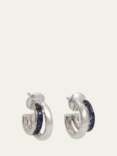 Together 18K White Gold and Sapphire Double Hoop Earrings