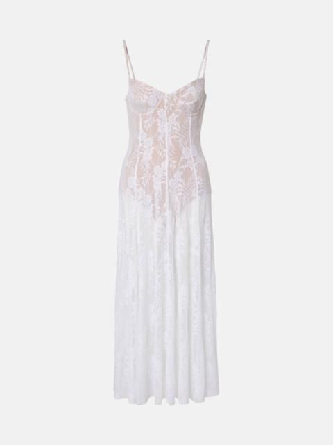 Semi-sheer lace slip dress