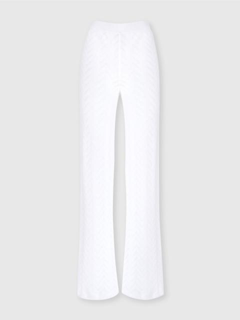 Tonal chevron pattern straight trousers