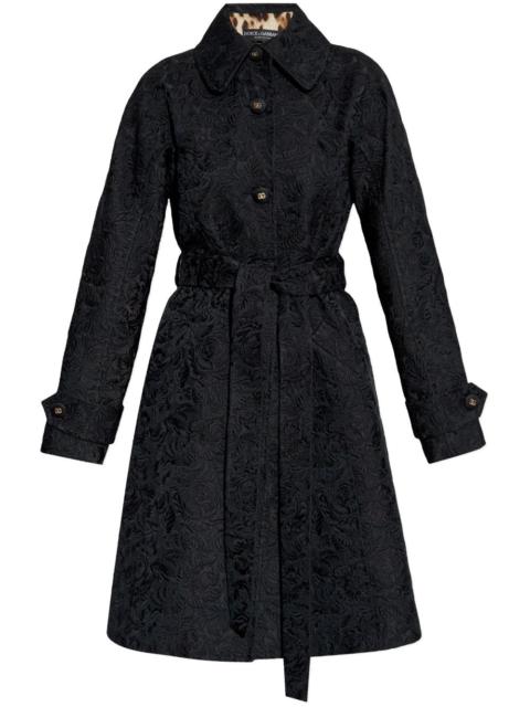 floral-jacquard coat
