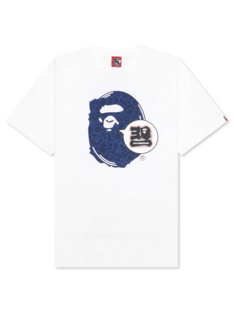 BAPE 30TH ANNIVERSARY APE HEAD TEE - WHITE/NAVY