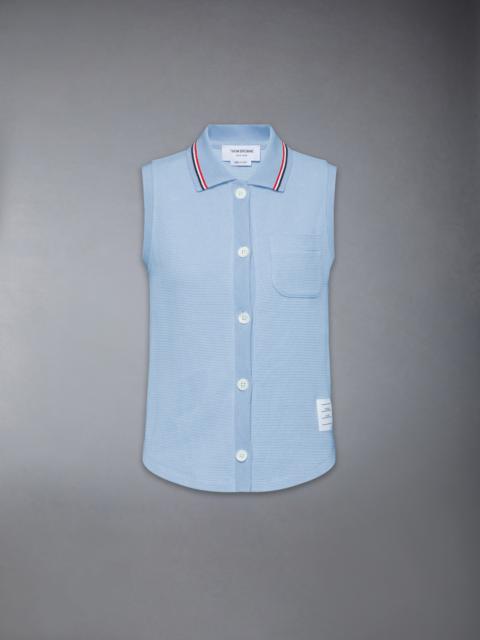 COTTON WAFFLE SLEEVELESS BUTTON SHIRT