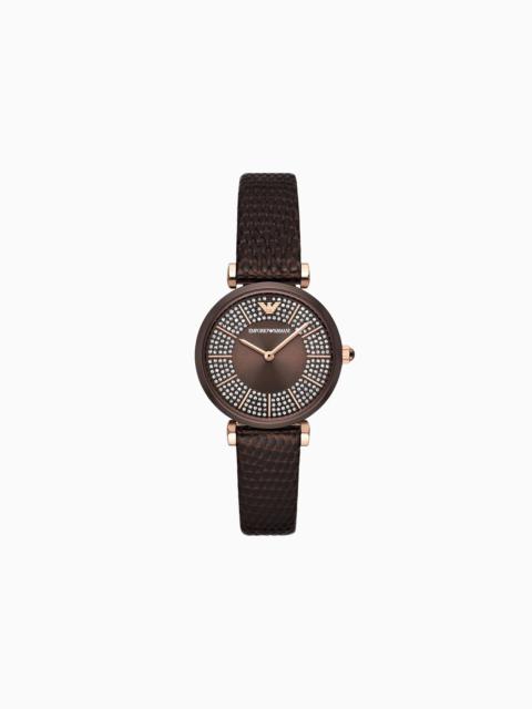 Two-Hand Brown Leather Watch