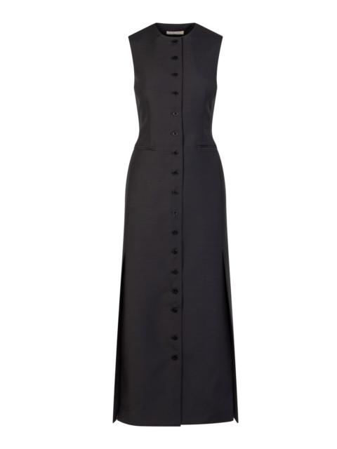 Pauline Pleated Wool-Silk Maxi Dress black