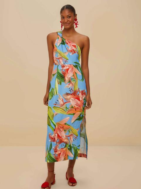 Blue Lily Bloom Euroflax™ Premium Linen Midi Dress