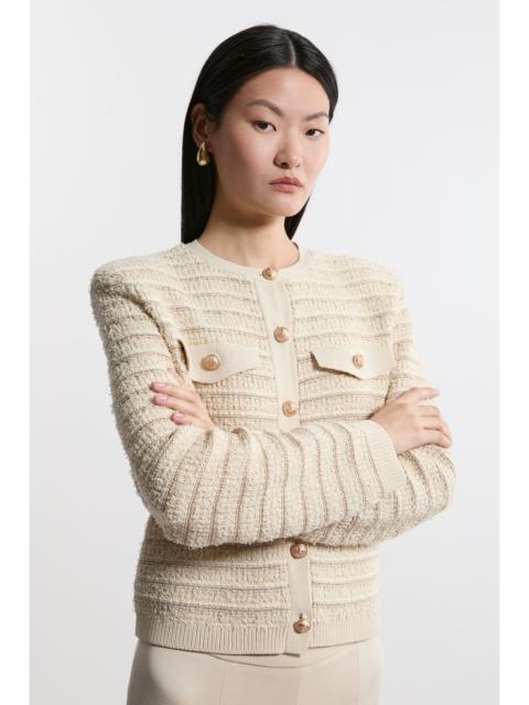 Textured Military Trim Knit Jacket