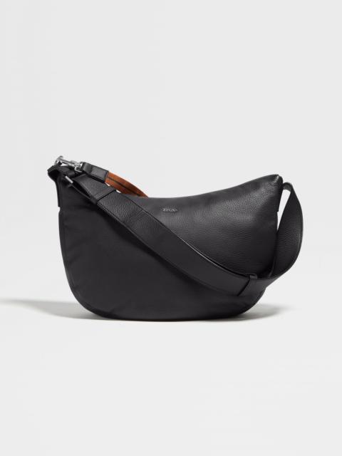 BLACK DEERSKIN HOBO PANORAMA MINI BAG