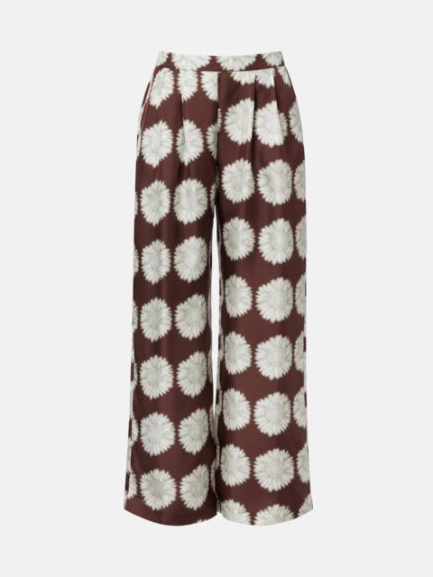 Isola floral silk twill wide-leg pants