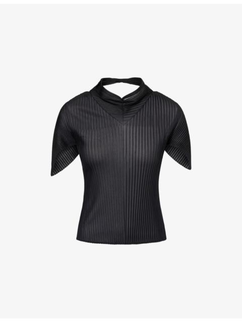 Scarf Sheer Pleated Top