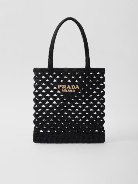 Woven fabric crochet tote bag