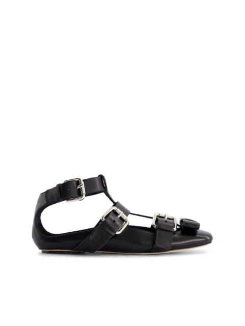 bow-detail leather ballet flats