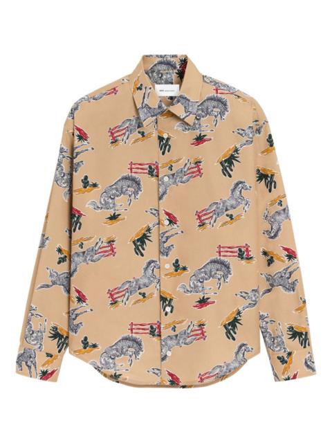 horse-print button shirt