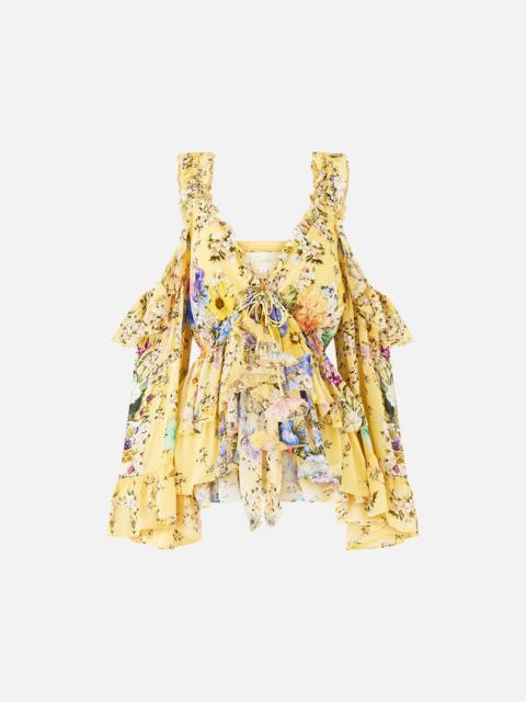 COLD SHOULDER RUFFLE TOP