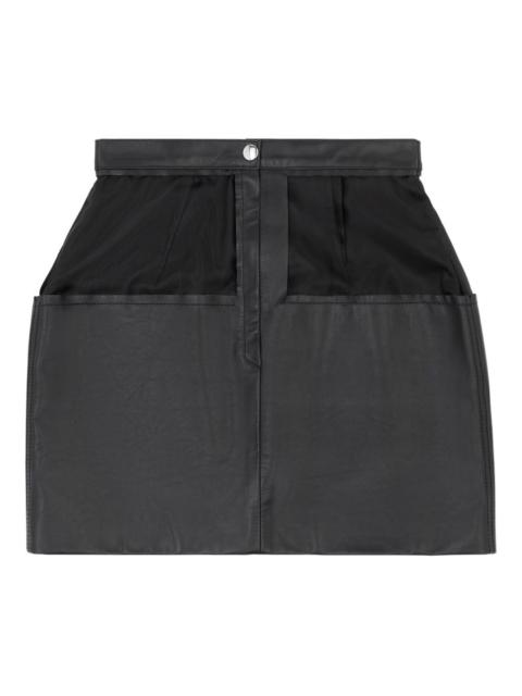 leather panelled mini straight skirt