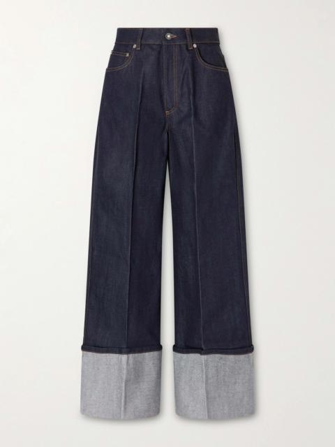 Creased Wide-leg Denim Jeans
