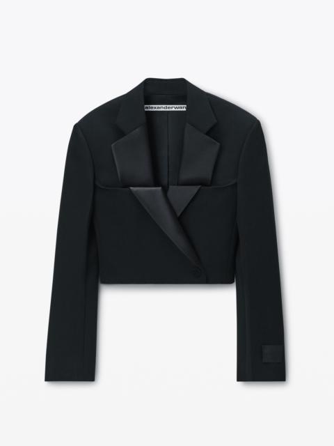 Double-Breasted Tuxedo Cropped Blazer